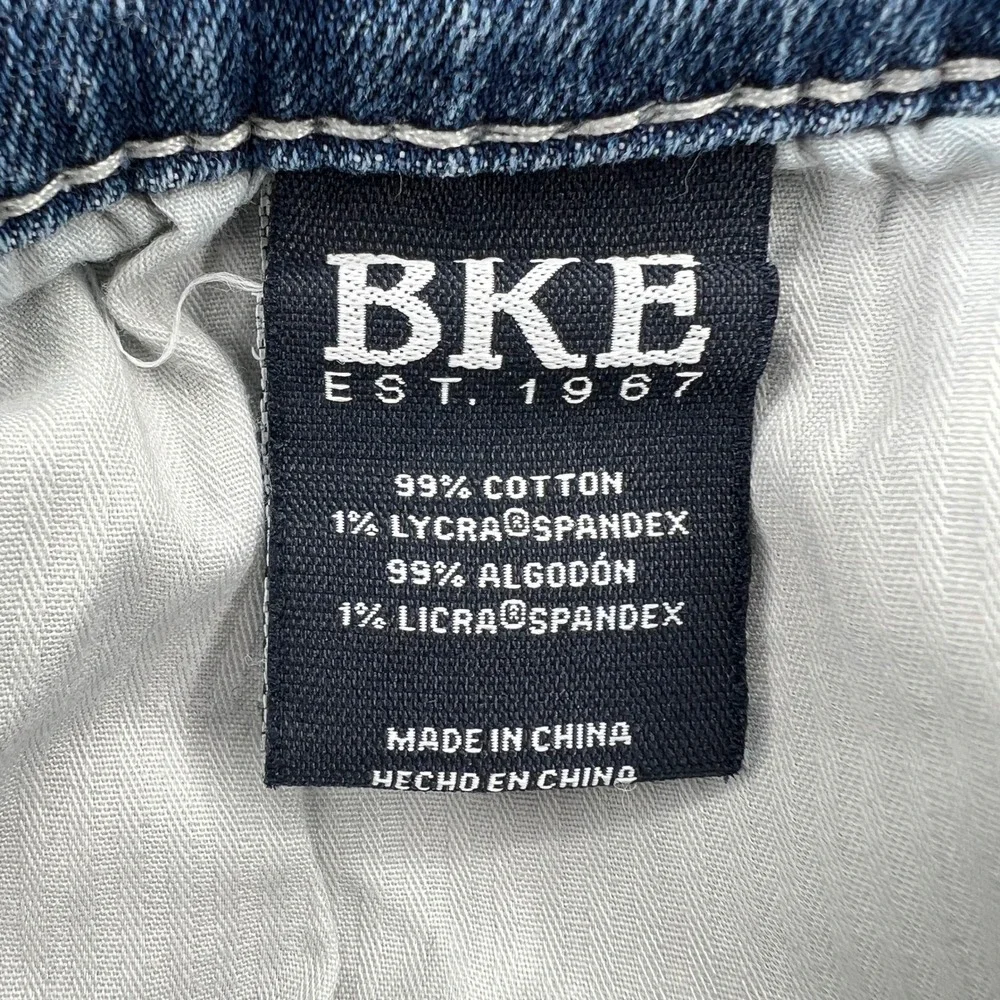 BKE Jake Straight Mens Jeans 33x30 (fit 32x29) Blue Medium Wash Distressed Y2K